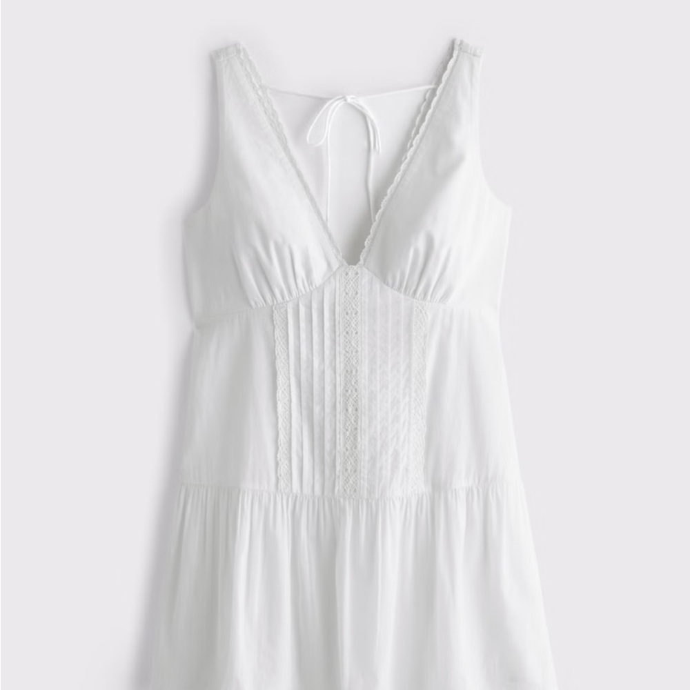 Abercrombie & Fitch white V neck lace trim Mini dress ST
